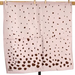 Vintage Vera Scarf 21x21 Pink Brown Abstract Dot Print Signed Japan - Hey Viv